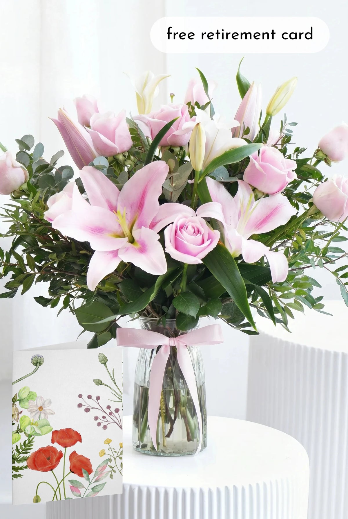 Pink Roses and Pink Lily - Vase