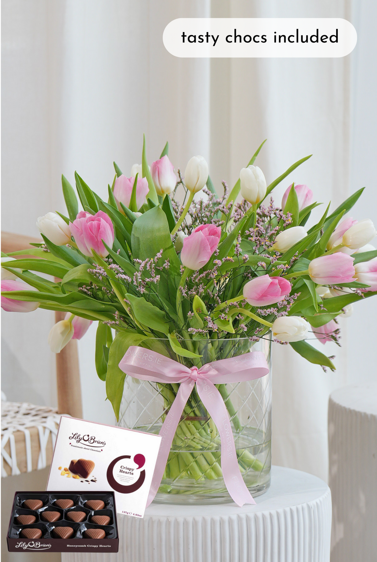 Luxury Pink and White Tulips - Vase