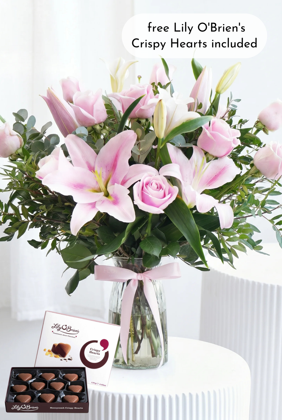 Pink Roses and Pink Lily - Vase