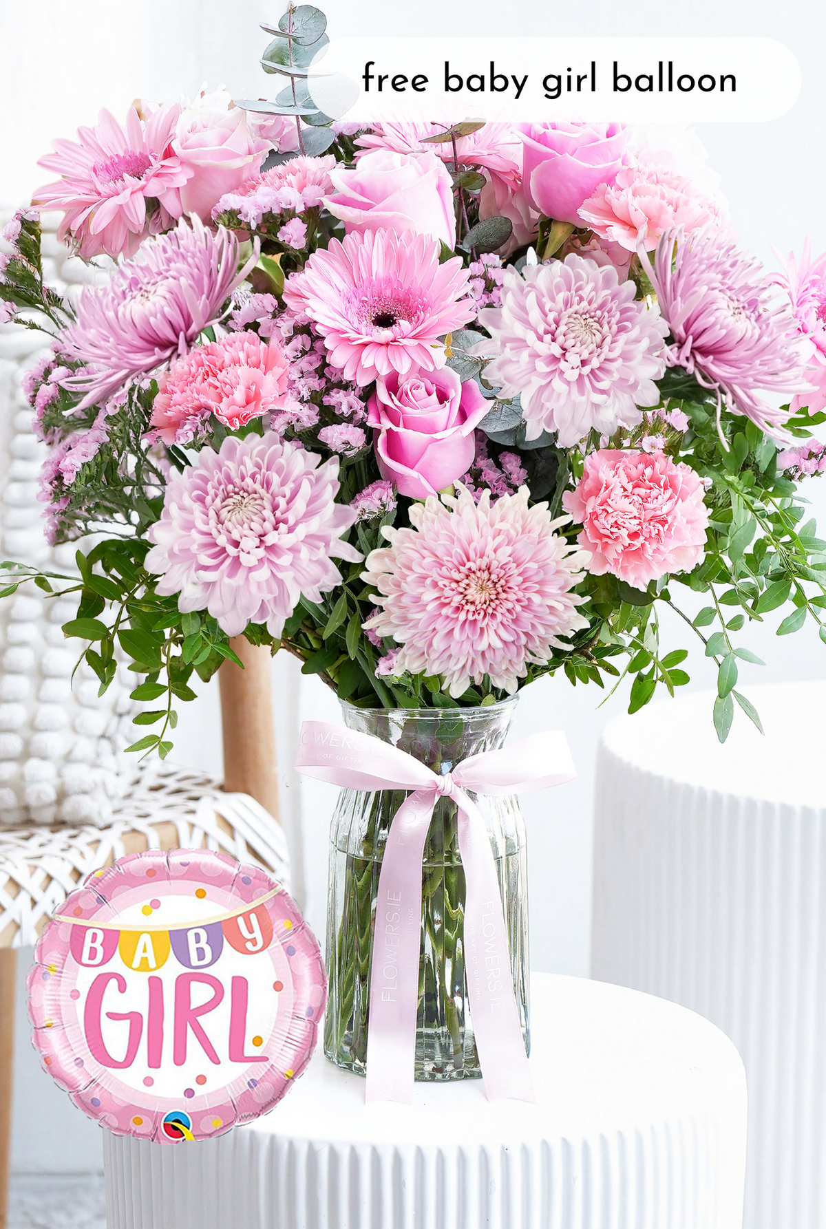 New Baby Girl Pink Delight - Vase