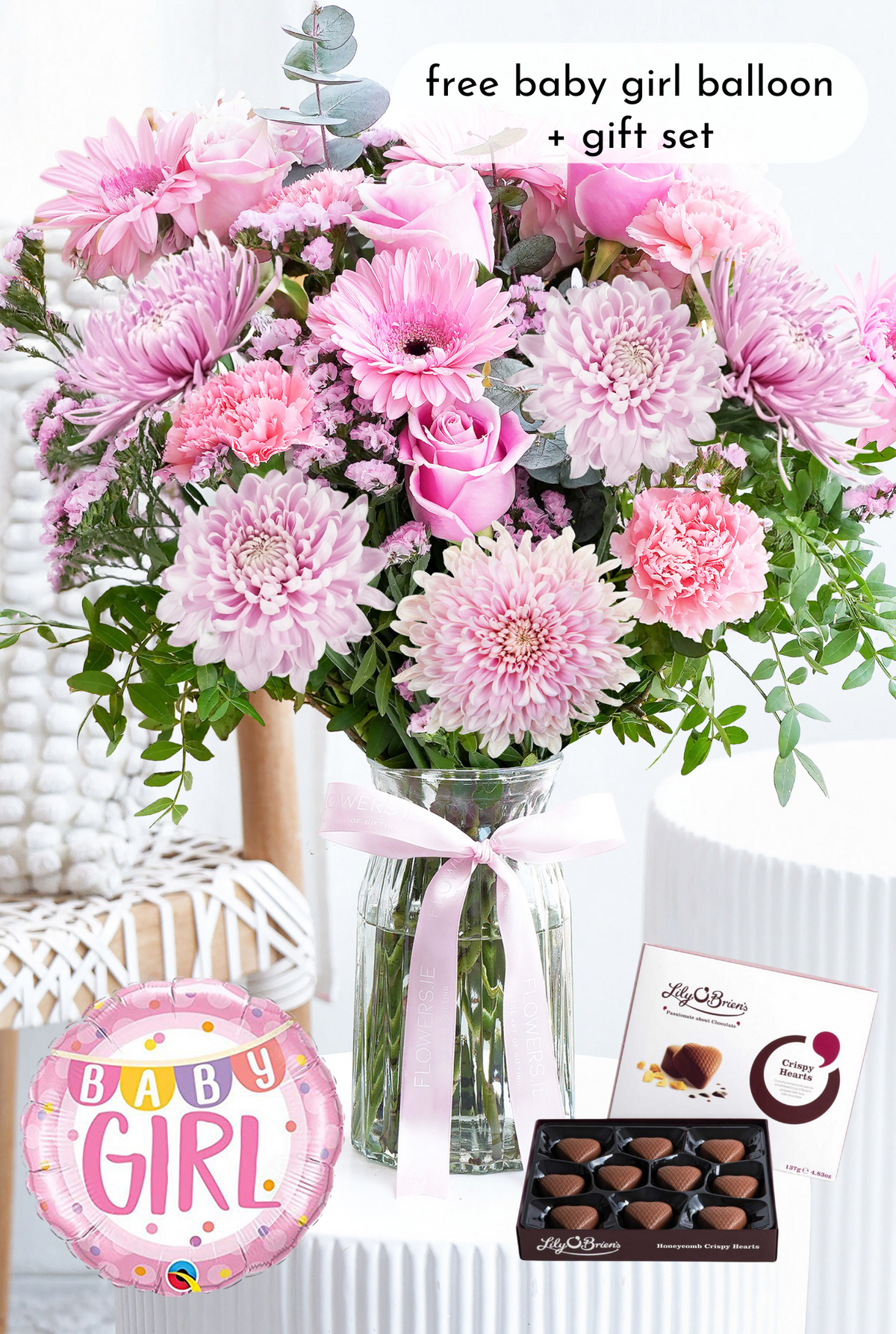 New Baby Girl Pink Delight - Vase