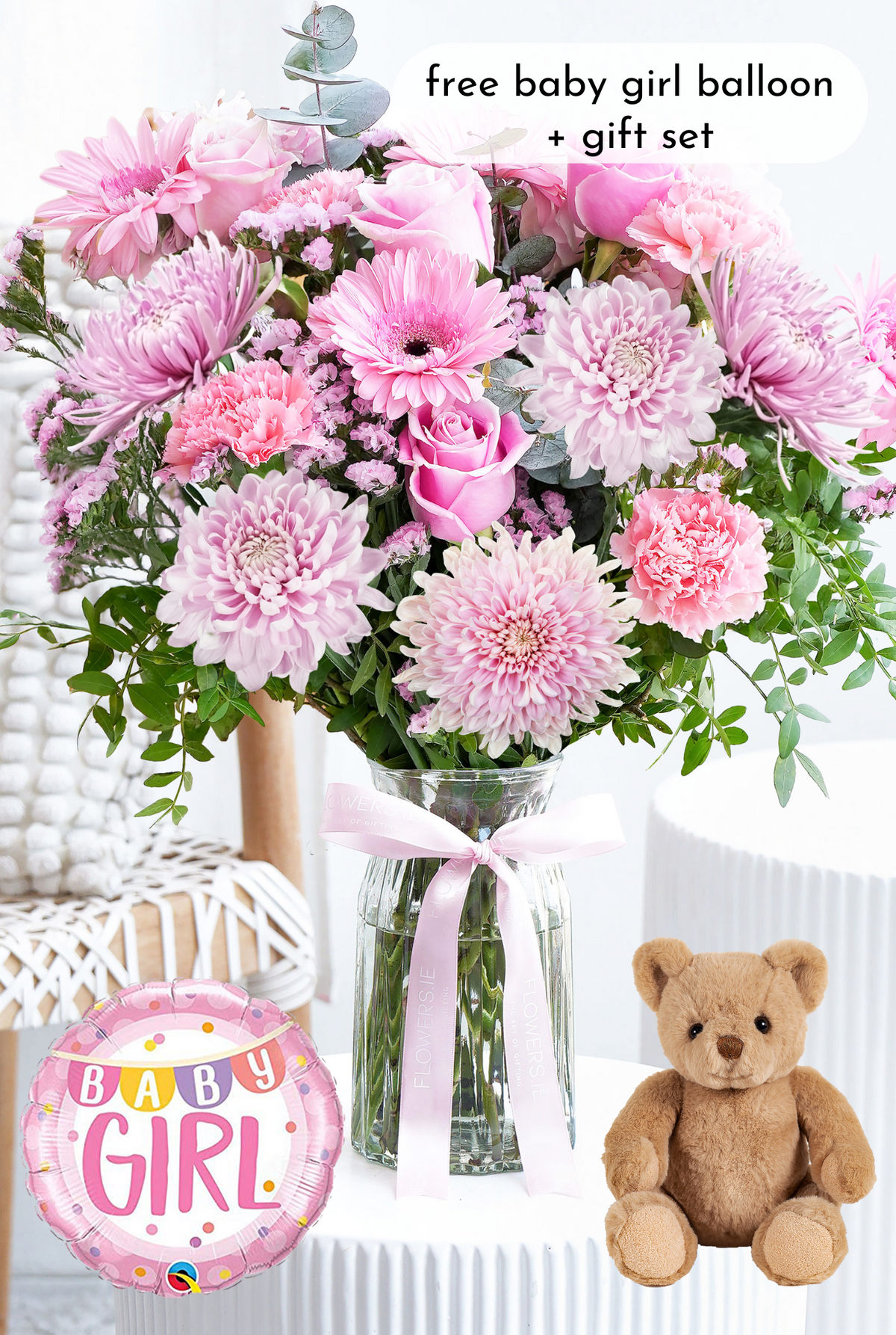 New Baby Girl Pink Delight - Vase