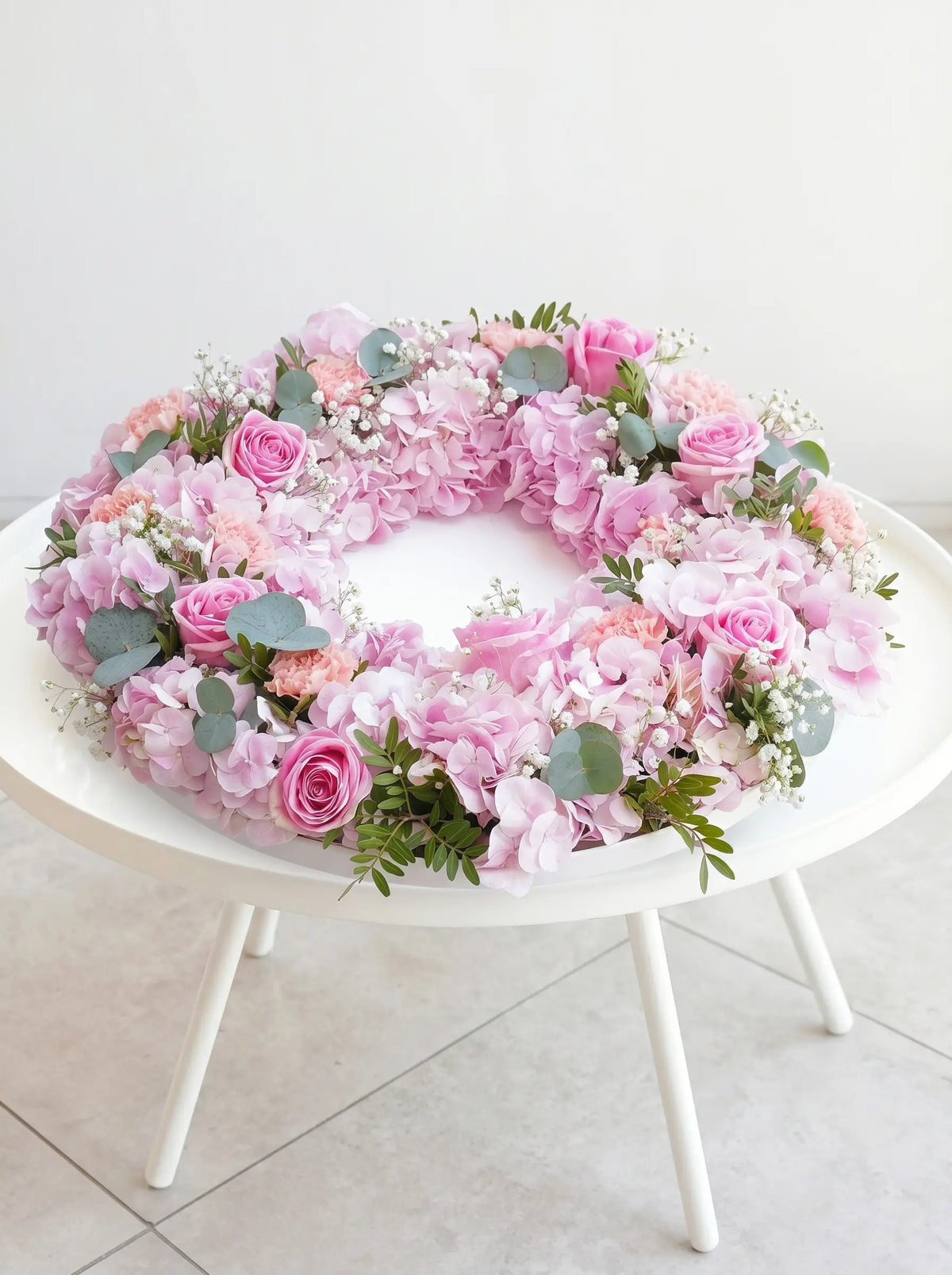 Pretty Pink Funeral Wreath