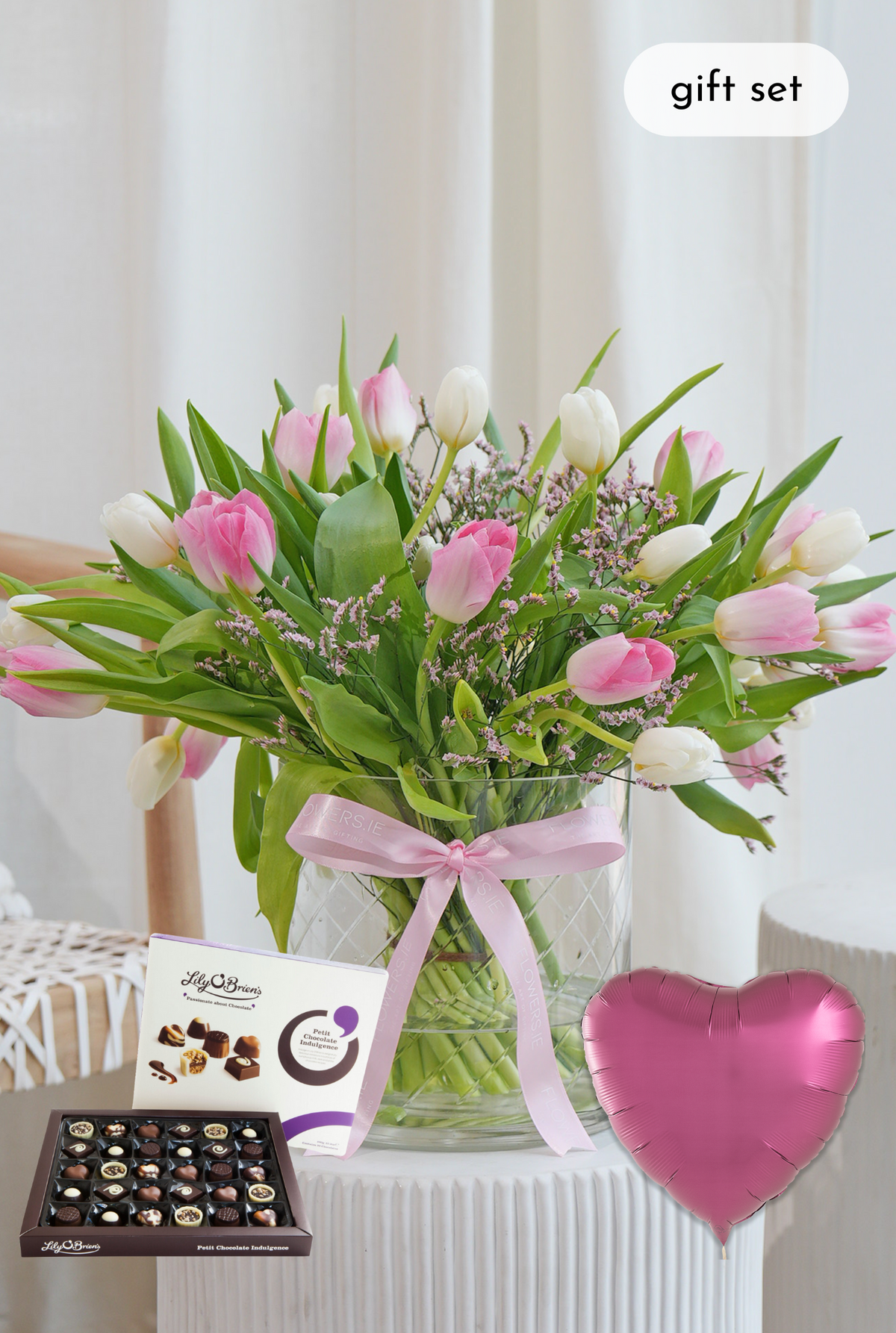 Women&#39;s Day Pink and White Tulips - Vase