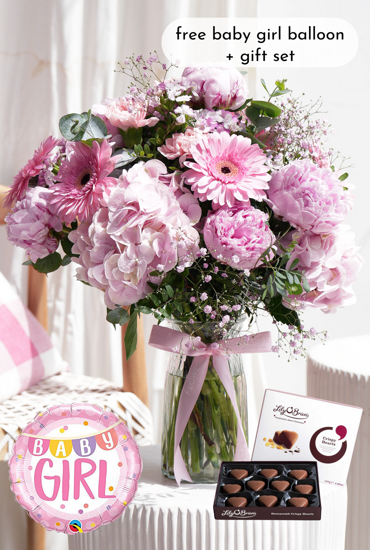 New Baby Girl Peony Pretty Pink - Vase