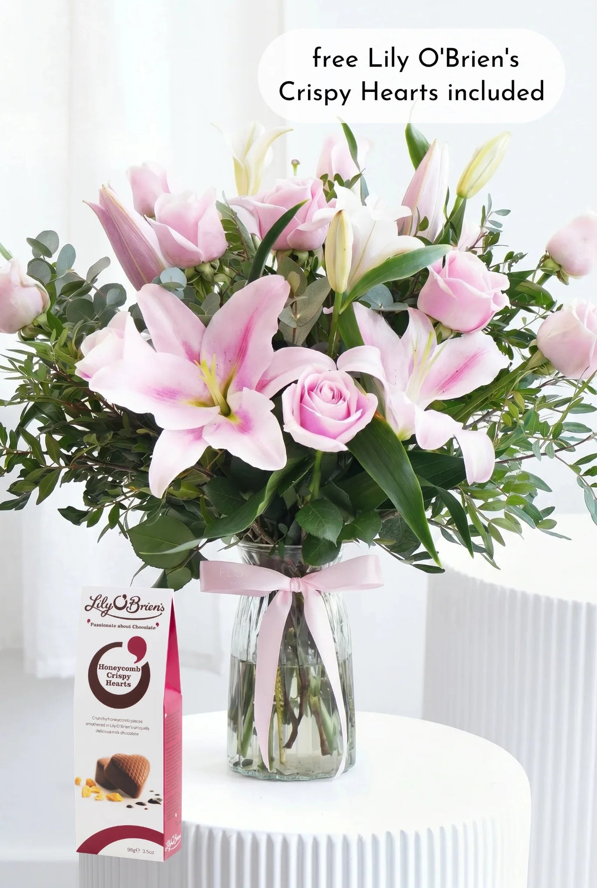 Pink Roses and Pink Lily - Vase