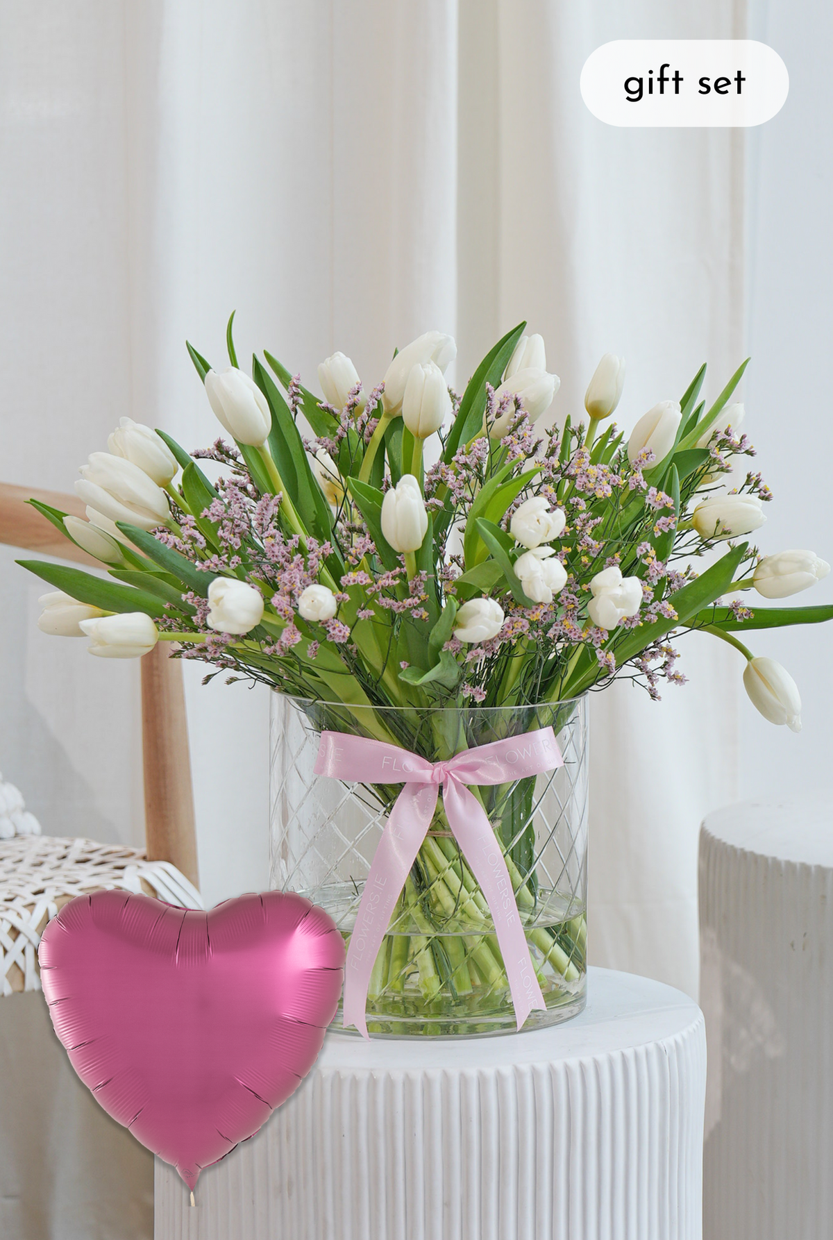 Women&#39;s Day Luxury White Tulips - Vase