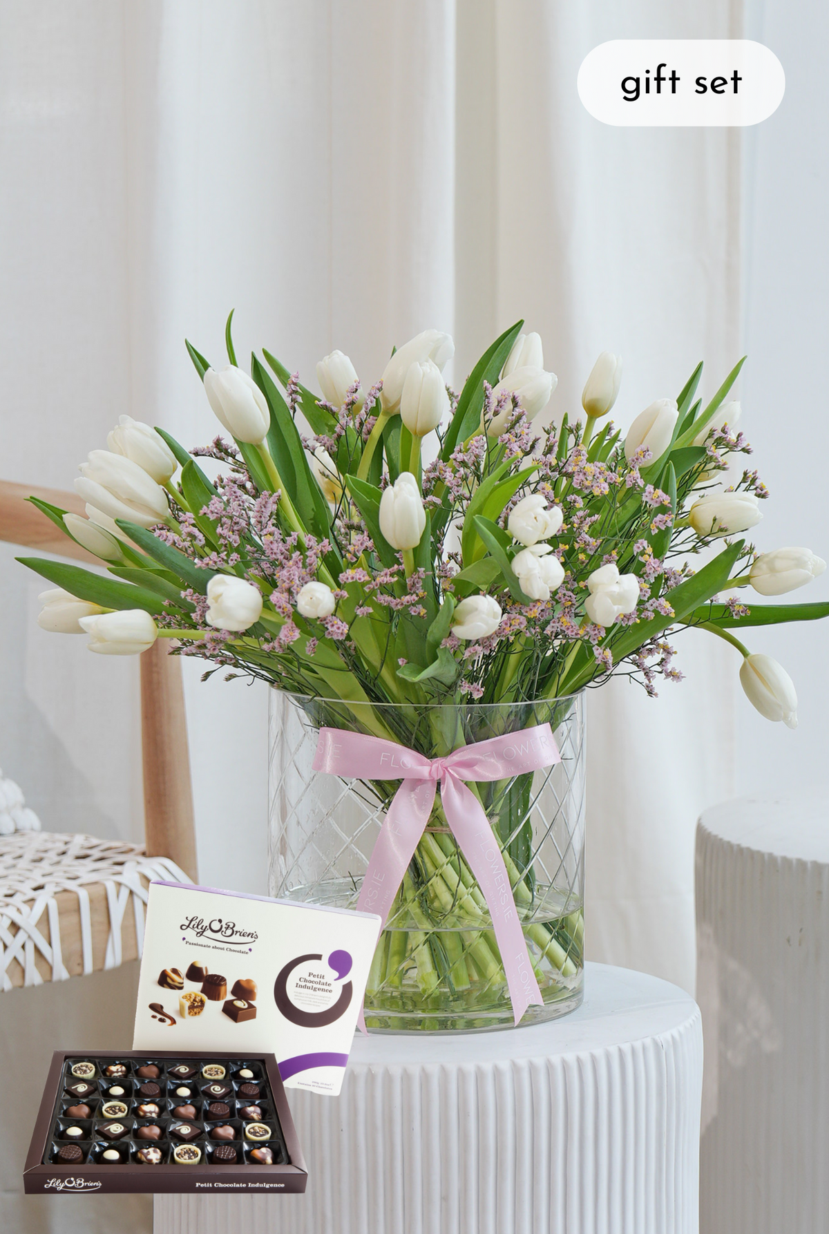 Women&#39;s Day Luxury White Tulips - Vase