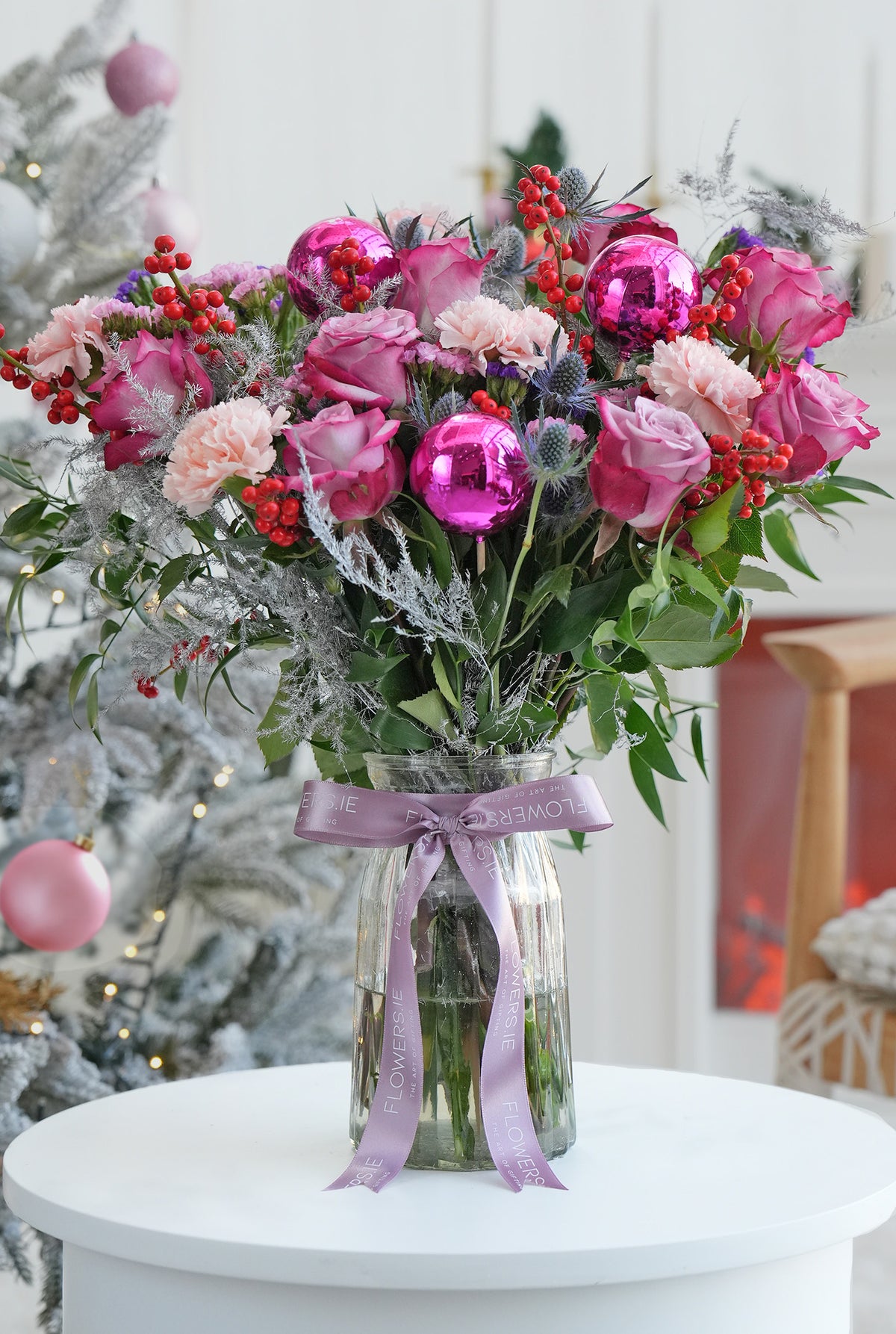 Lavender Floral Christmas Vase