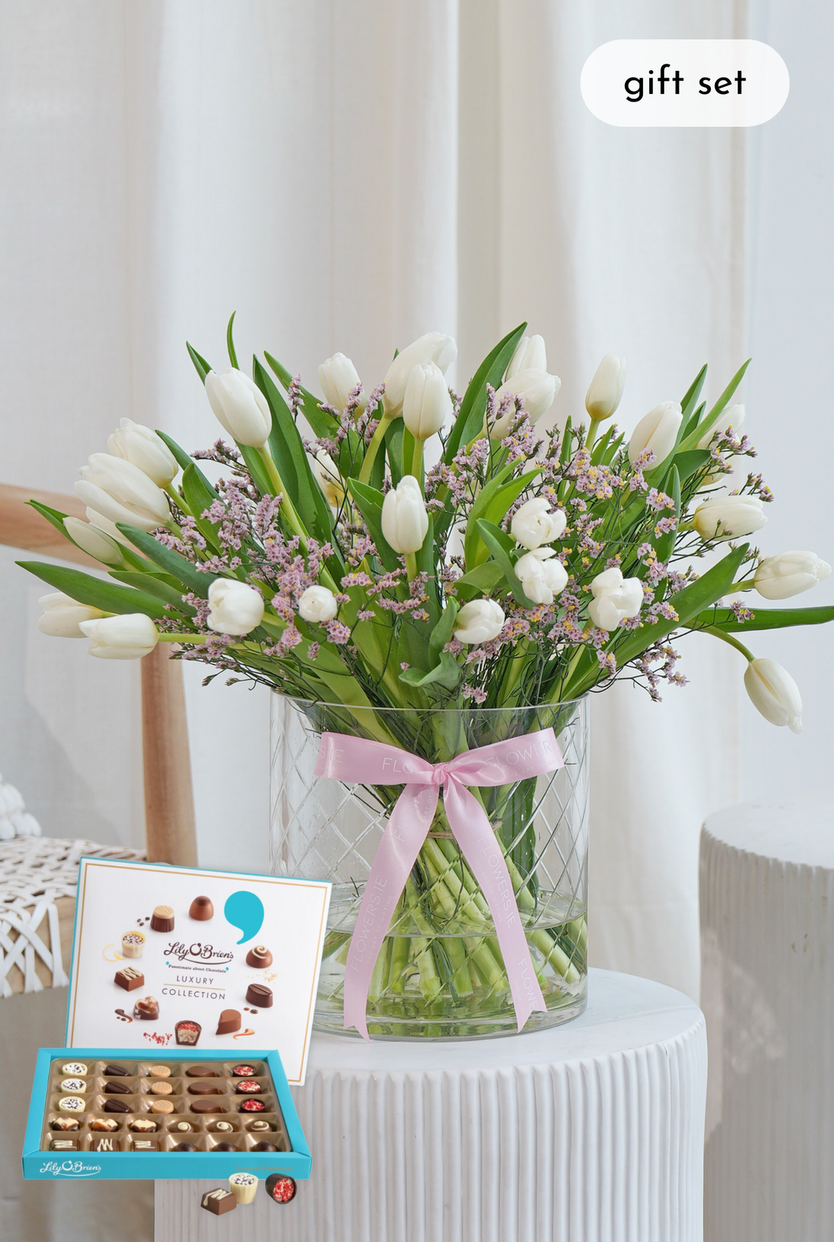 Women's Day Luxury White Tulips - Vase