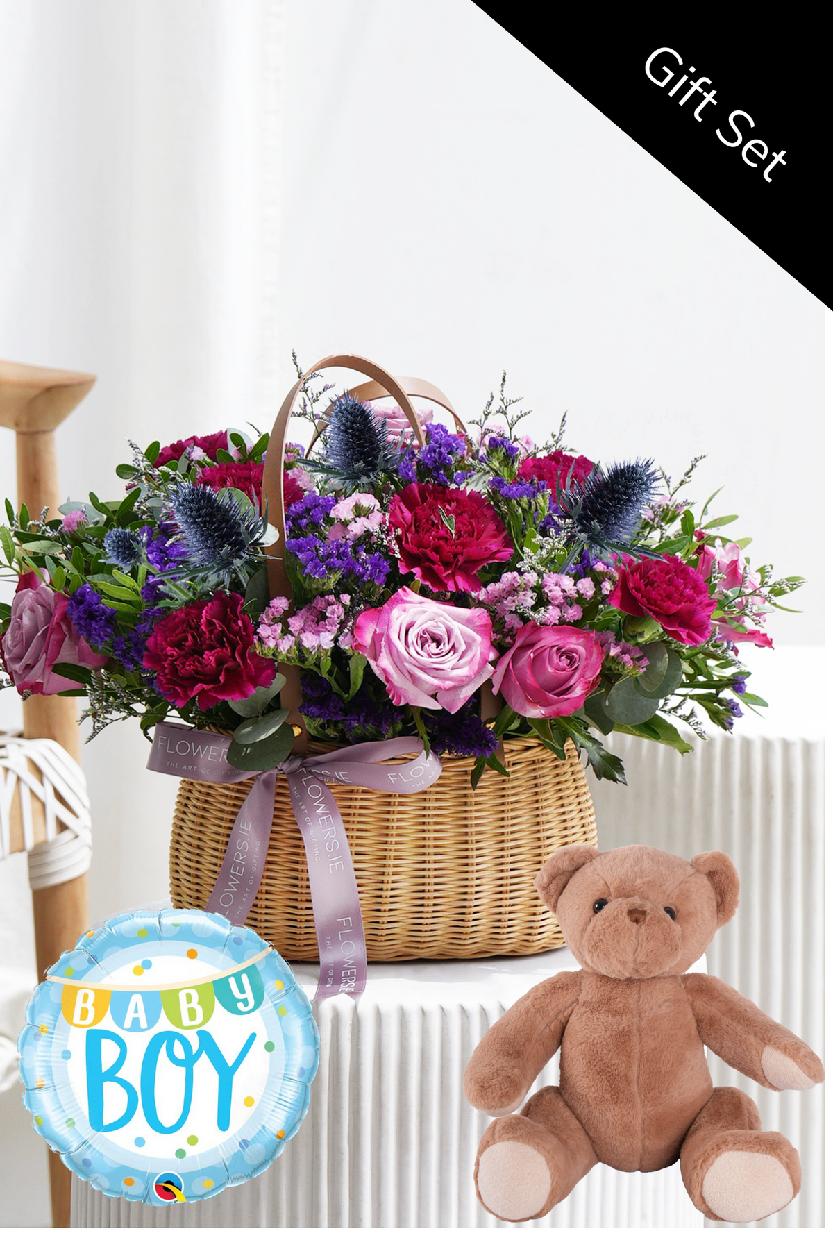 Baby Boy Lavender Floral - Basket Gift Set