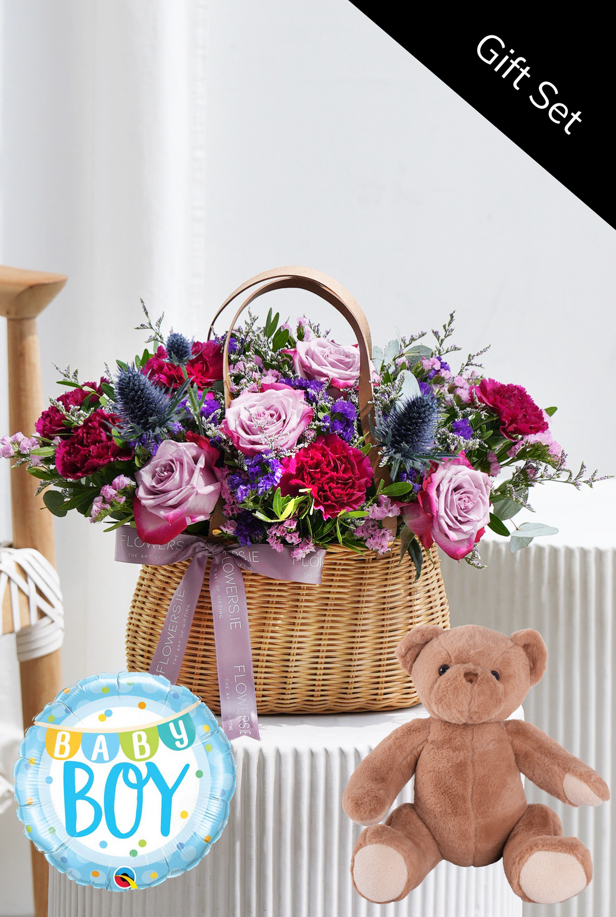 Baby Boy Lavender Floral - Basket Gift Set