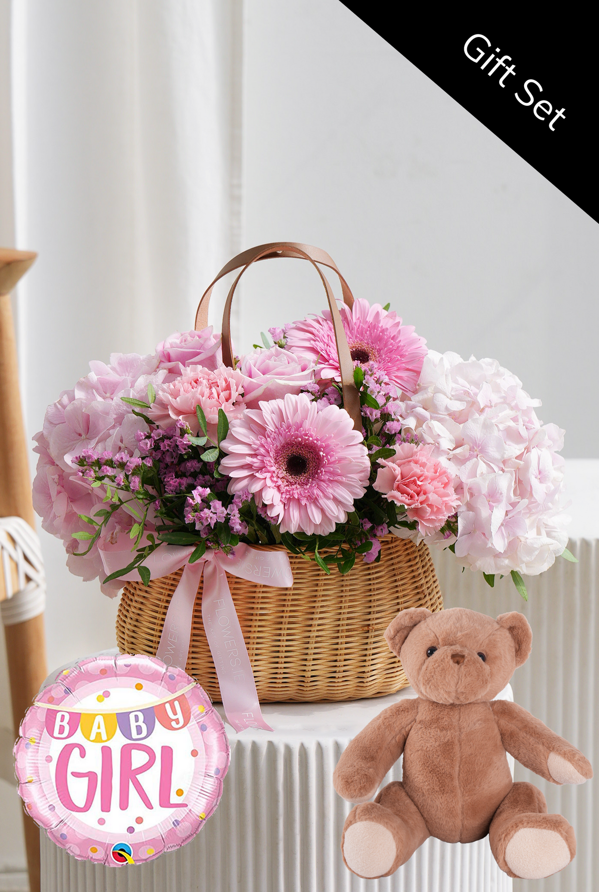 Baby Girl Pretty Pink - Basket Gift Set