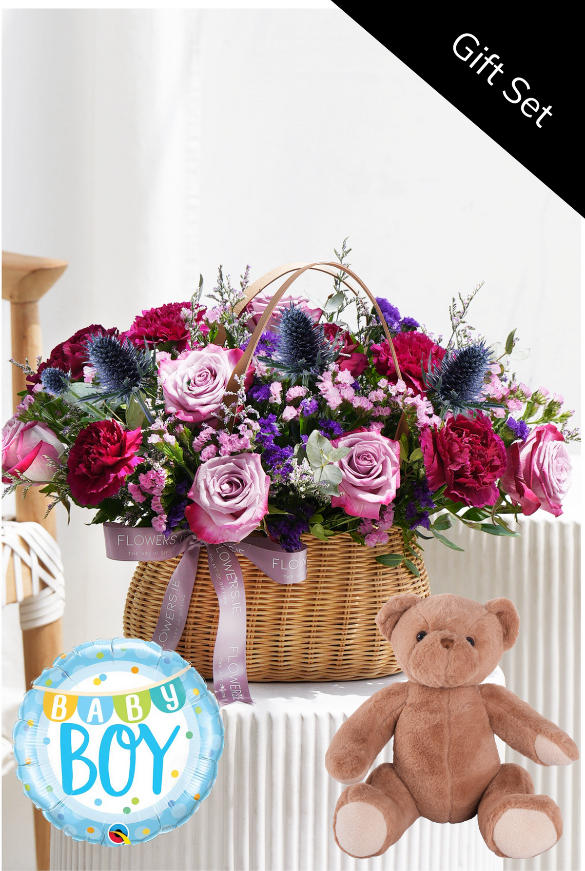 Baby Boy Lavender Floral - Basket Gift Set