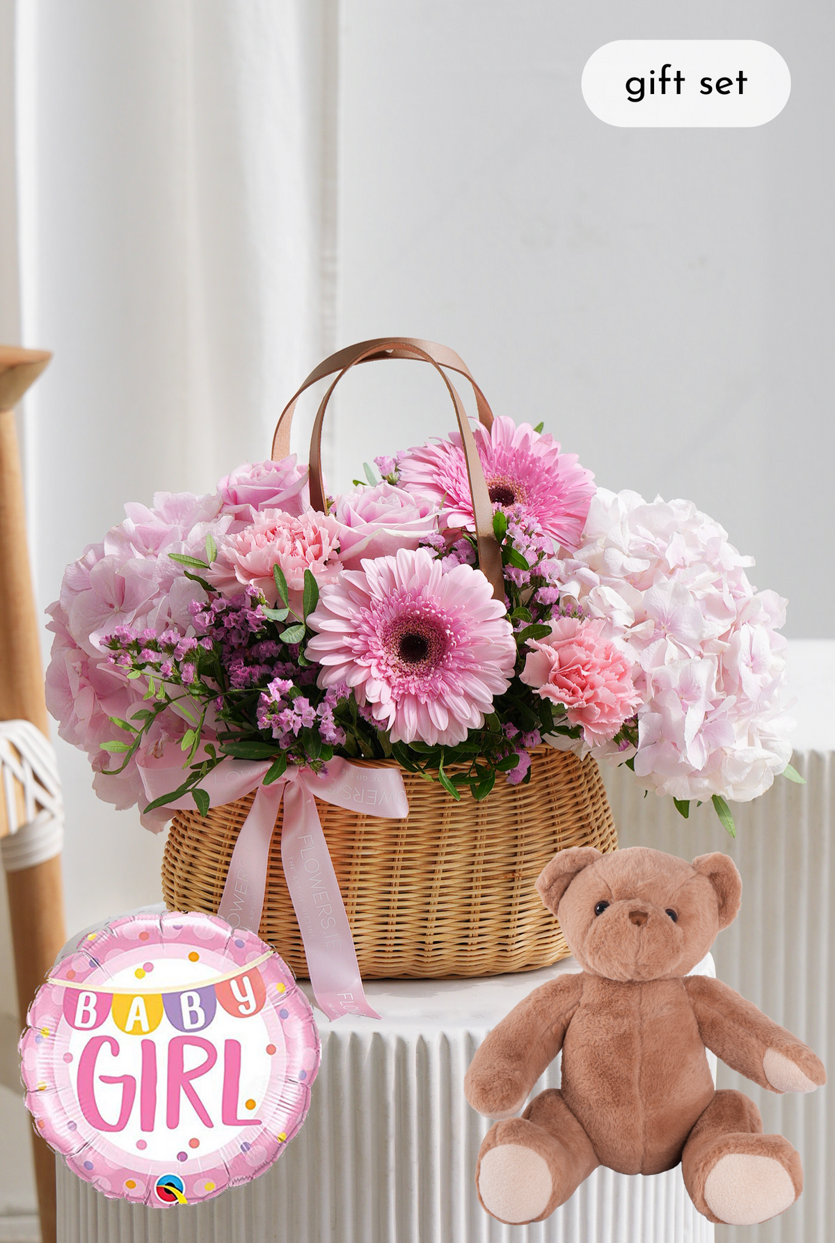 Baby Girl Pretty Pink - Basket Gift Set