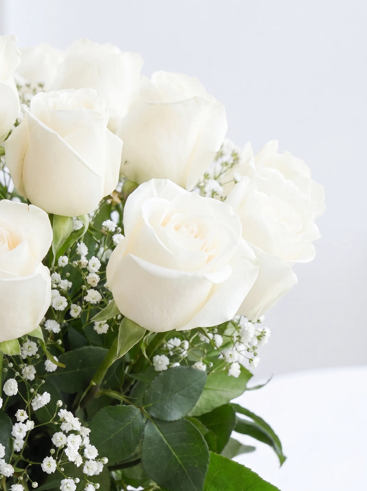 24 Long Stem White Roses - Vase