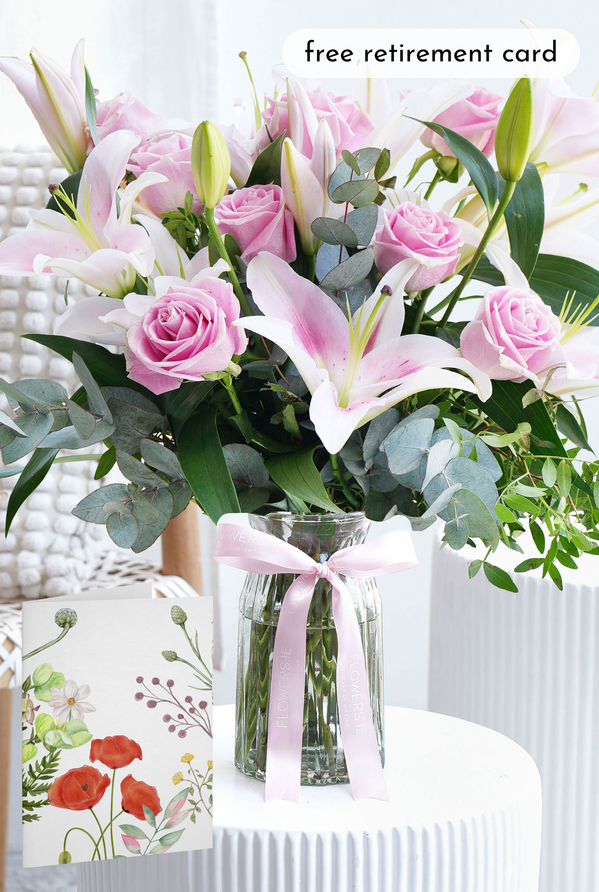 Pink Roses and Pink Lily - Vase