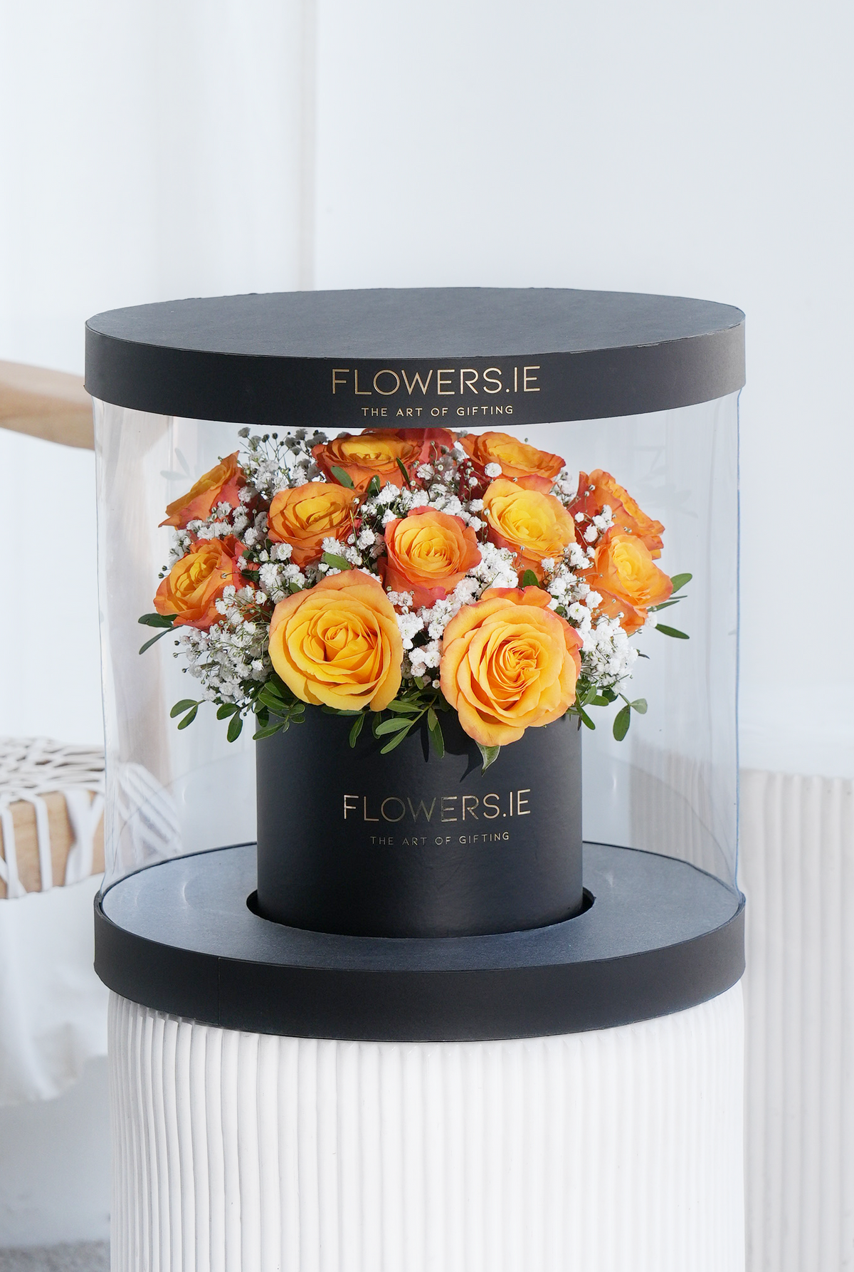 Premium Orange Rose - Hatbox