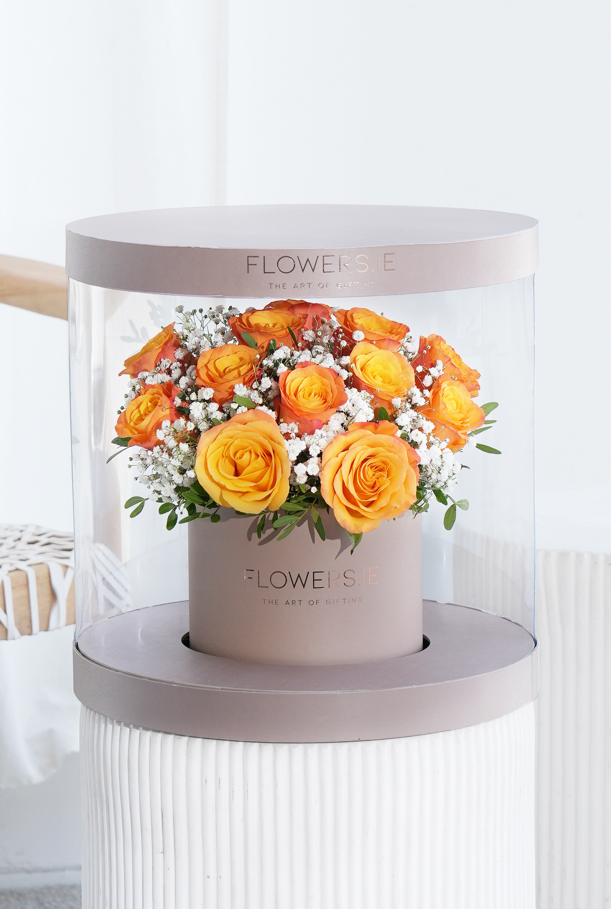 Premium Orange Rose - Hatbox