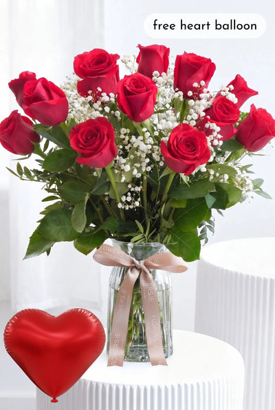 Long Stem Red Roses in a Vase