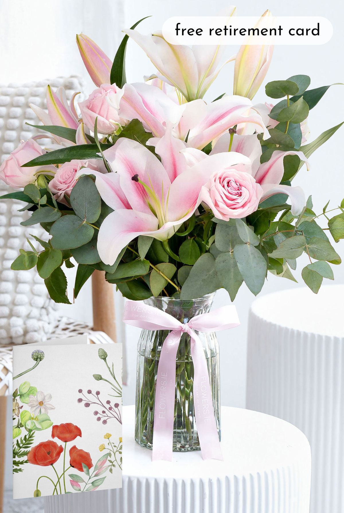 Pink Roses and Pink Lily - Vase
