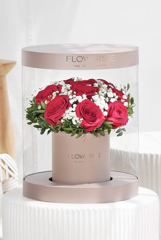 Valentine Premium Red Rose - Hatbox