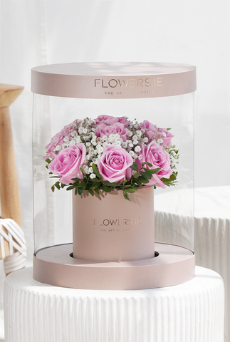 Valentine Premium Pink Rose - Hatbox