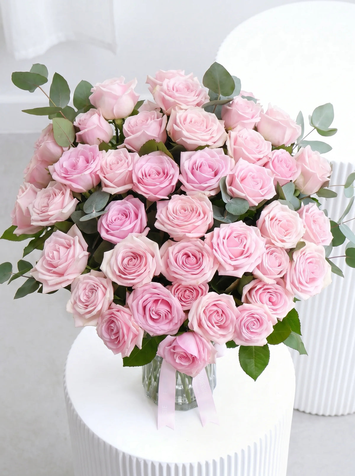 36 Long Stem Pink Roses - Vase