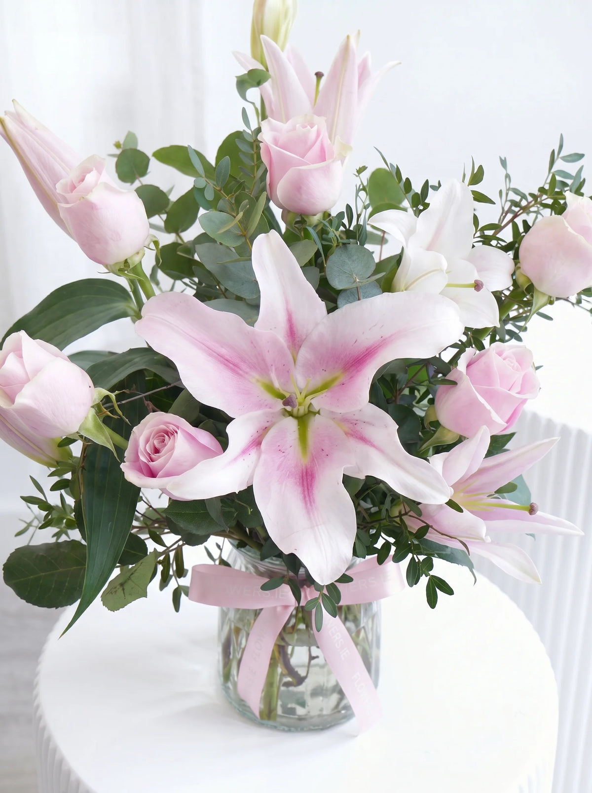 Pink Roses and Pink Lily - Vase