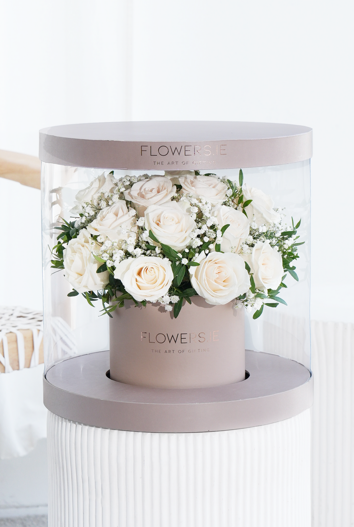 Premium White Rose - Hatbox