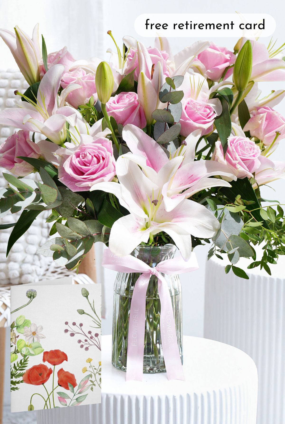 Pink Roses and Pink Lily - Vase