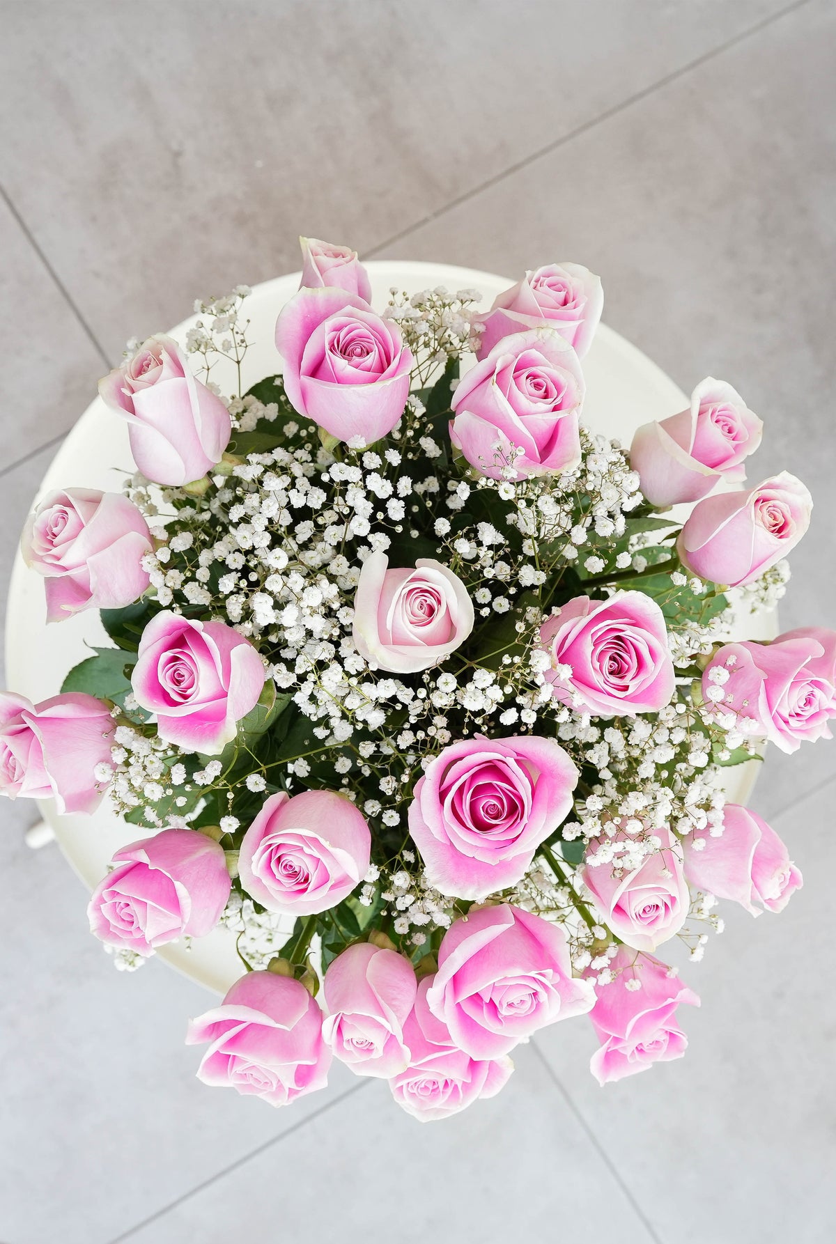 24 Long Stem Pink Roses - Vase